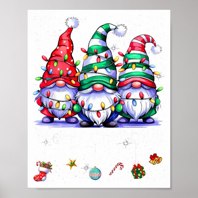Cute Gnomes Merry Christmas Light Family Gnome Xma Poster (Front)