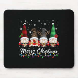 Cute Gnomes Merry Christmas Light Gnome Family Mat Mouse Mat