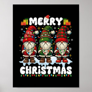 Cute Gnomes Merry Christmas Light Matching Family  Poster
