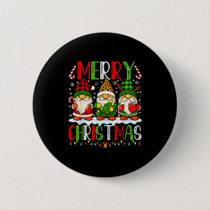 Cute Gnomes Merry Christmas Lights Gnome Xmas Men 6 Cm Round Badge