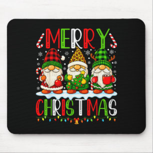 Cute Gnomes Merry Christmas Lights Gnome Xmas Men Mouse Mat