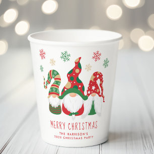 Cute Gnomes Merry Christmas Party Paper Cups