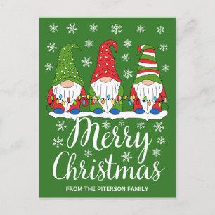 Cute Gnomes Merry Christmas Postcard
