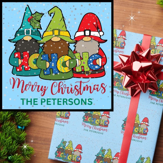 Cute Gnomes Merry Christmas Wrapping Paper (Creator Uploaded)