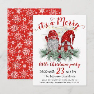 Cute Gnomes Merry Little Christmas Party Card