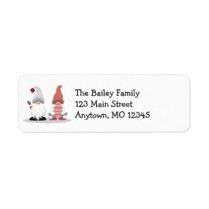 Cute Gnomes Nordic Red Pink Grey Address