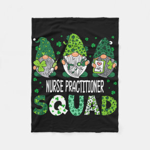 Cute Gnomes Nurse Practitioner Squad Funny St Patr Fleece Blanket