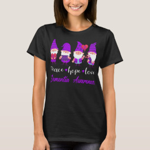 Cute Gnomes Peace Hope Love Dementia Awareness Fun T-Shirt