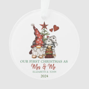 Cute Gnomes Pine Tree Our First Christmas  Ornament