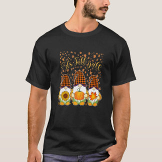 Cute Gnomes Pumpkin Autumn Tree Fall Leaves It's F T-Shirt