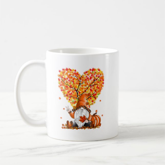 Cute Gnomes Pumpkin Fall Season Autumn Happy Thank Coffee Mug (Left)