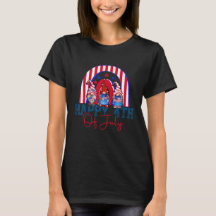 Cute Gnomes Rainbow Happy 4th Of July American Usa T-Shirt