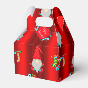 Cute Gnomes Red Christmas Favour Box