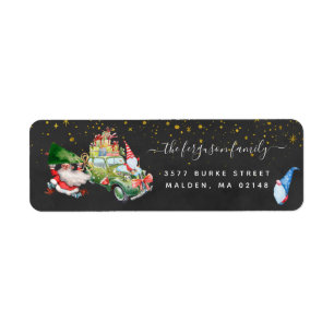Cute Gnomes & Santa   Holiday Address Label