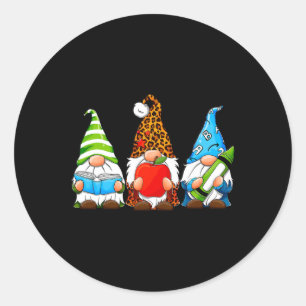 Cute Gnomes Students Teacher Gnome Tee Fun Back To Classic Round Sticker