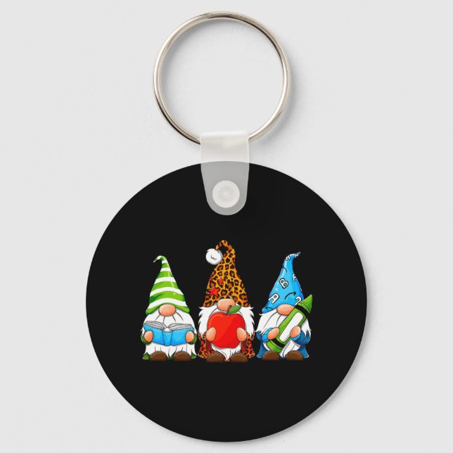 Cute Gnomes Students Teacher Gnome Tee Fun Back To Key Ring (Front)