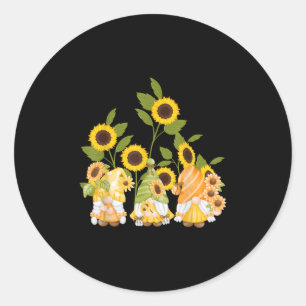 Cute Gnomes Sunflower Garden Womens Summer Classic Round Sticker