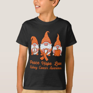 Cute gnomes support orange ribbon Kidney Cancer Aw T-Shirt