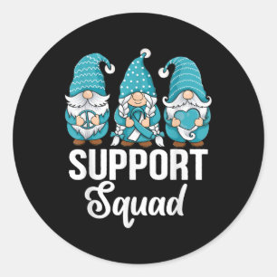 Cute Gnomes Support Squad Survivor Cervical Cancer Classic Round Sticker