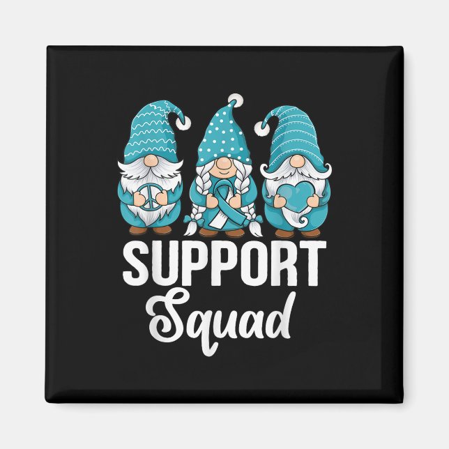 Cute Gnomes Support Squad Survivor Cervical Cancer Magnet (Front)
