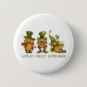 Cute Gnomes Tallest Leprechaun St Patrick's Day 6 Cm Round Badge