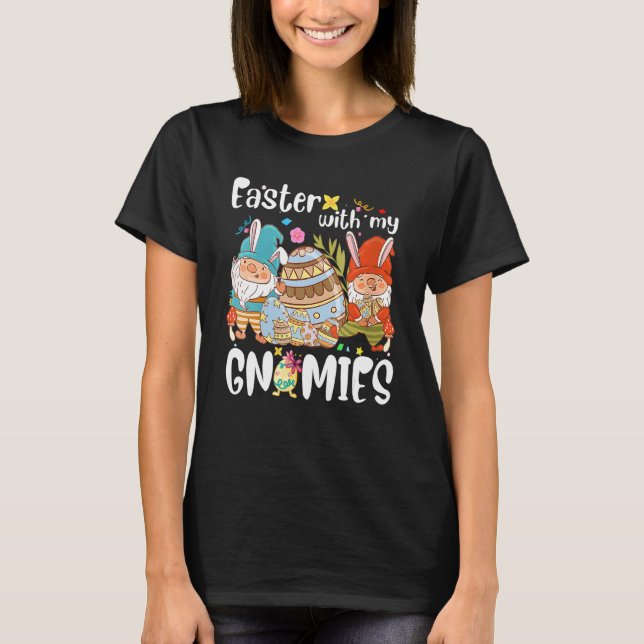 Cute Gnomes Three Gnomes Easter Squad Easter With  T-Shirt (Front)