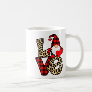 Cute Gnomes Valentines Love Leopard Plaid Couple M Coffee Mug