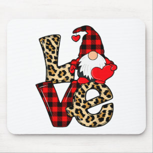 Cute Gnomes Valentines Love Leopard Plaid Couple M Mouse Mat