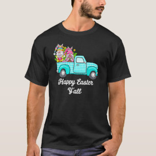 Cute Gnomes With Bunny Ears Egg Hunting Truck East T-Shirt