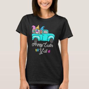 Cute Gnomes With Bunny Ears Egg Hunting Truck East T-Shirt