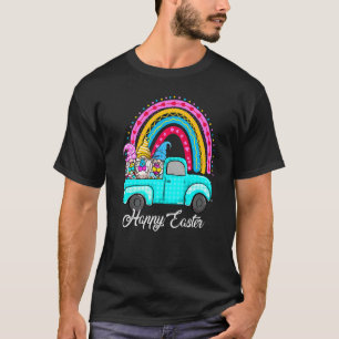 Cute Gnomes With Bunny Ears Egg Hunting Truck East T-Shirt