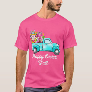 Cute Gnomes With Bunny Ears Egg Hunting Truck East T-Shirt