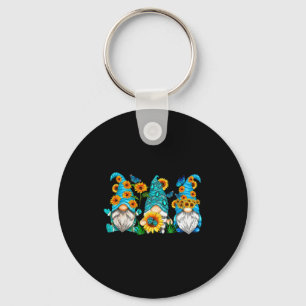Cute Gnomes With Sunflower Butterfly Gardeners Sum Key Ring