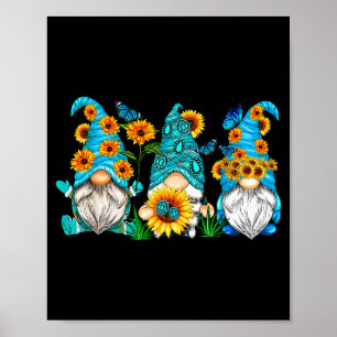 Cute Gnomes With Sunflower Butterfly Gardeners Sum Poster