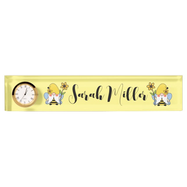 Cute Gnomes with Sunflowers Nameplate (Front)
