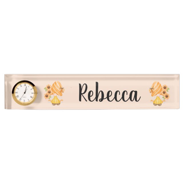 Cute Gnomes with Sunflowers Nameplate (Front)