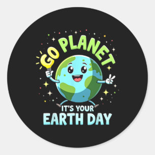 Cute Go Planet Its Your Earth Day 2025 Teacher Boy Classic Round Sticker