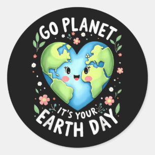 Cute Go Planet Its Your Earth Day 2025 Teacher Boy Classic Round Sticker