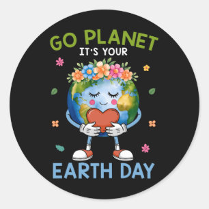 Cute Go Planet Its Your Earth Day 2025 Teacher Kid Classic Round Sticker