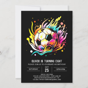 Cute Goal Editable Soccer Birthday Invitation