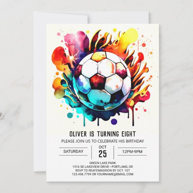 Cute Goal Online Soccer Birthday Invitation (Front)