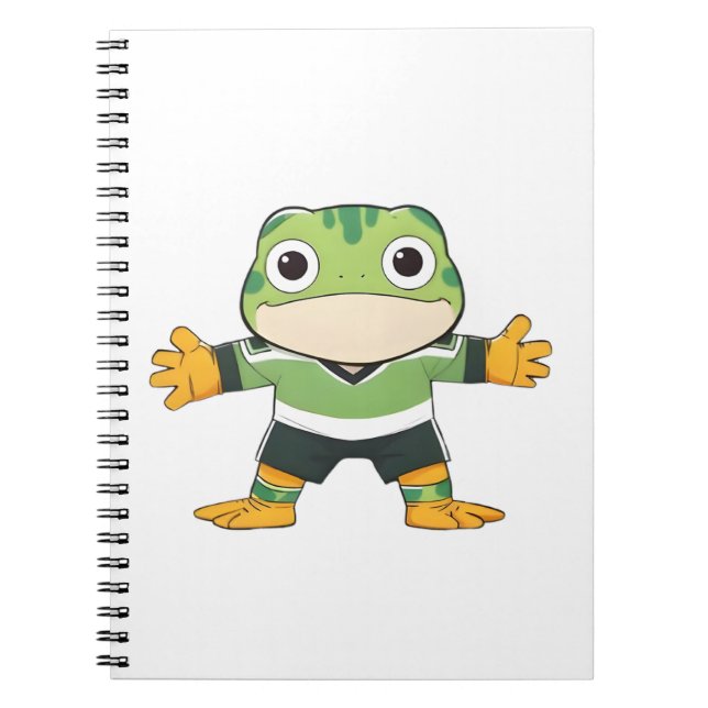 Cute Goalkeeper Frog Soccer Kawaii Design Notebook (Front)