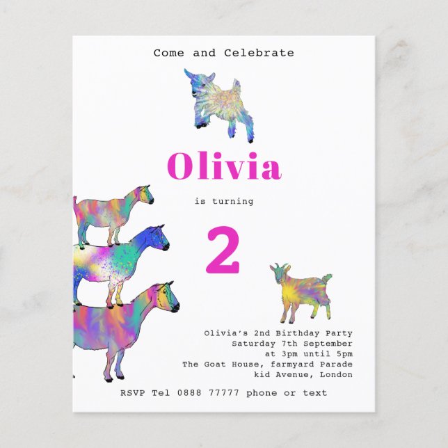 Cute goat birthday party pink (Front)