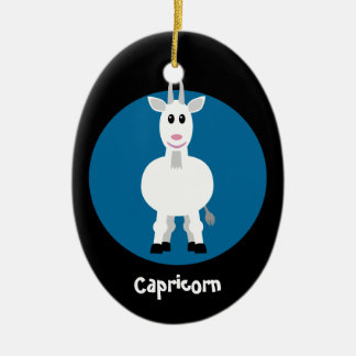 Cute Goat Capricorn Zodiac Sign Custom Blue Ceramic Tree Decoration