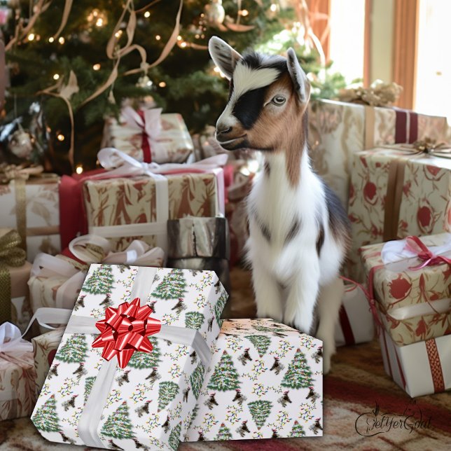 Cute Goat Christmas Tree Decorating Wrapping Paper (Creator Uploaded)