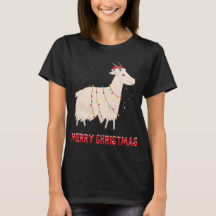 Cute goat Christmas Tree Lights Xmas Holidays T-Shirt
