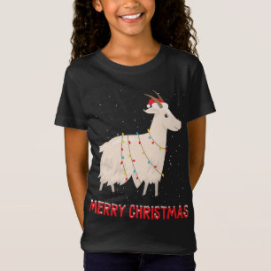 Cute goat Christmas Tree Lights Xmas Holidays T-Shirt