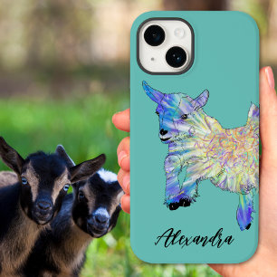 Cute Goat Colourful Animal Art Name iPhone 15 Case