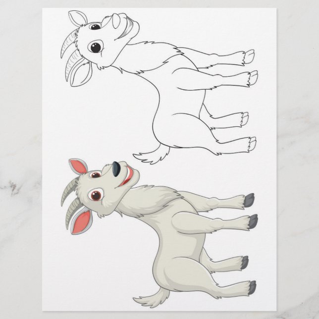 Cute goat colouring page (Front)