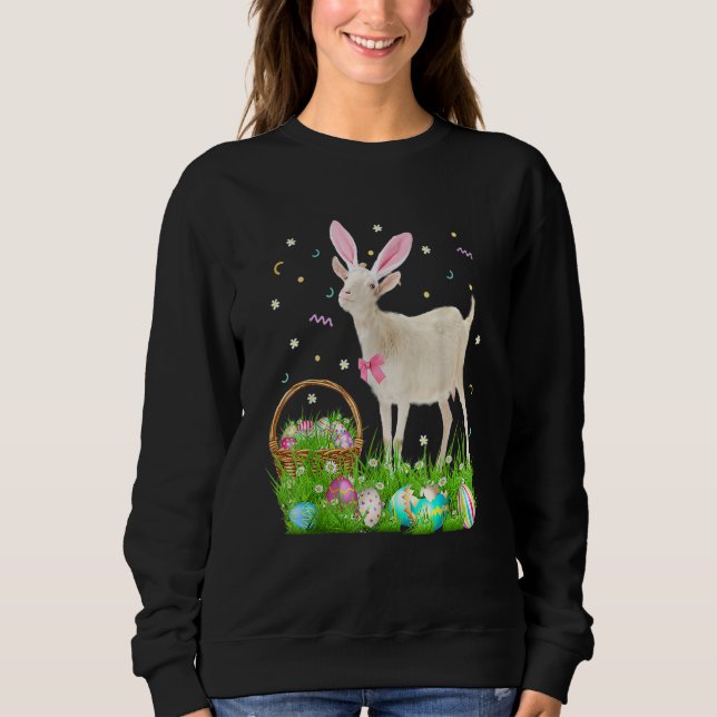 Cute Goat Easter Day Bunny Eggs Easter Costume Men Sweatshirt (Front)